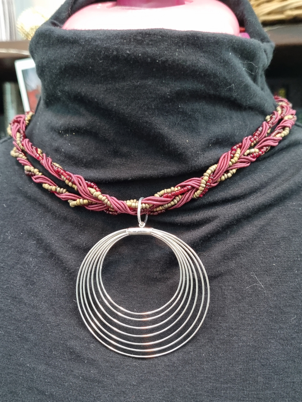SLS Creation | Hoop Pendant Necklace On Beaded Cord